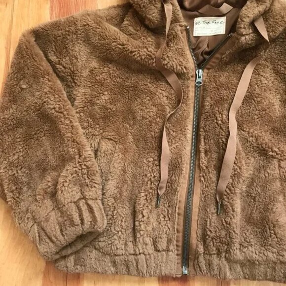 Free People We The Free Freya Fur Hoodie Teddy Jacket in Cinnamon Sprinkle - Picture 8 of 16